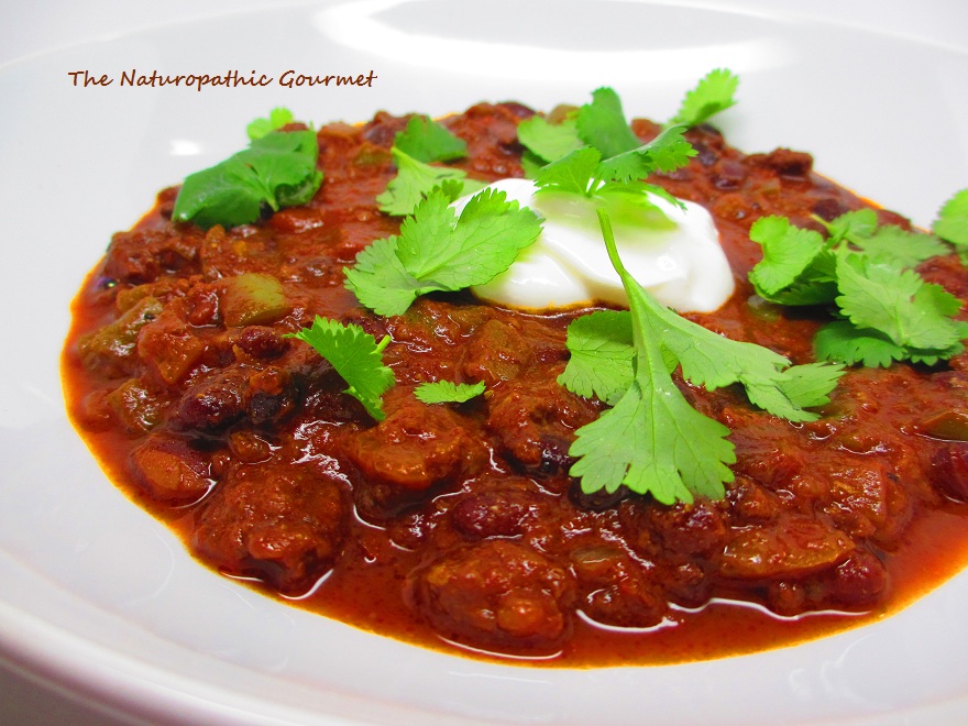 The Naturopathic Gourmet Black Bean Chili With GrassFed Ground Beef
