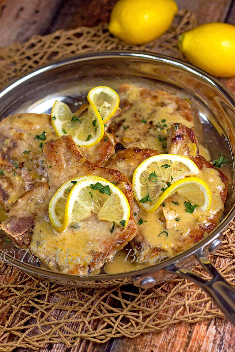 The Midnight Baker Pork Chops with Lemon Thyme Cream Sauce