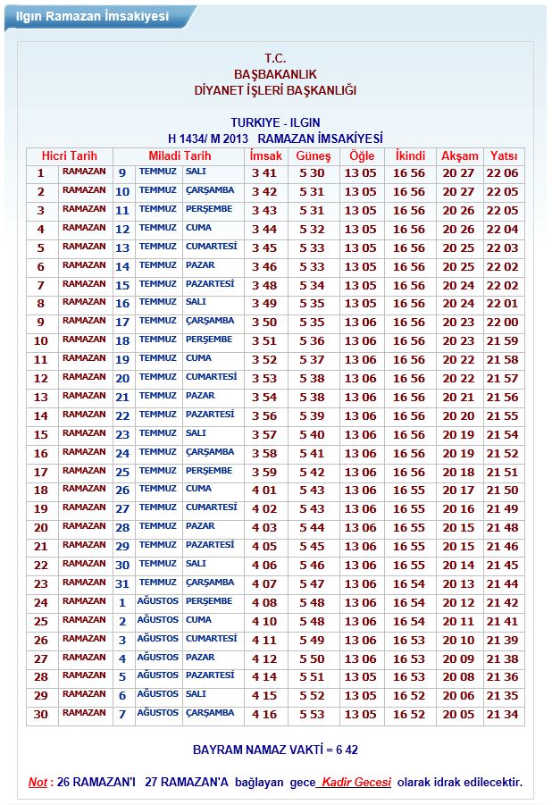 ilgin arastirmalari ilgin 2013 ramazan imsakiyesi