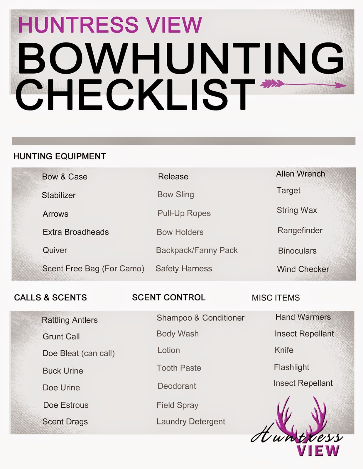 Huntress View Bow Hunting Gear Checklist for Women Hunters