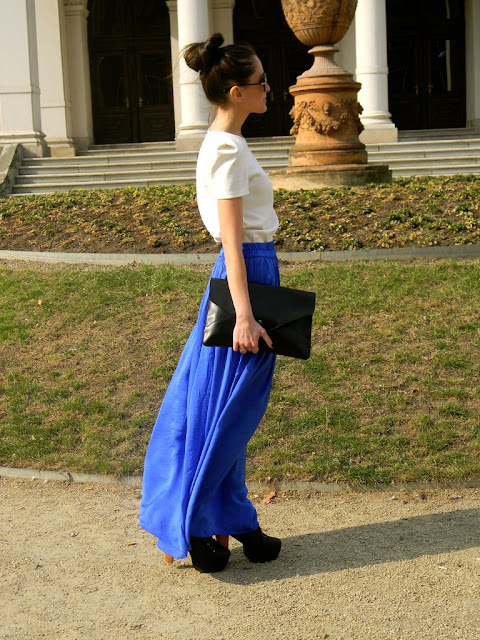 синяя юбка в пол, стиль блоггеров, блоггеры в юбках