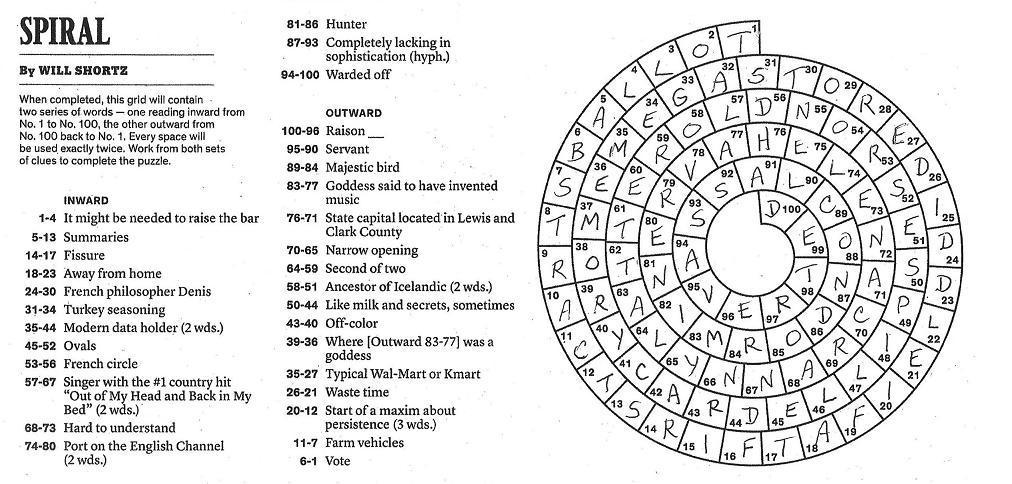 The new york times crossword in gothic: august 2011 The New York Times Crossword in Gothic: 06.12.11 — Like a Circle in a Spiral
