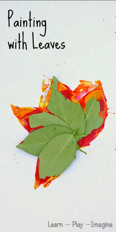 Art activity for fall - homemade leaf paint brushes
