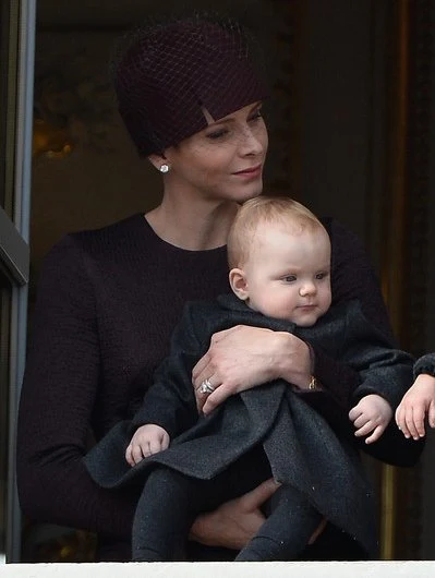 Princess Charlene of Monaco with Princess Gabriela and Prince Albert II of Monaco with Prince Jacques