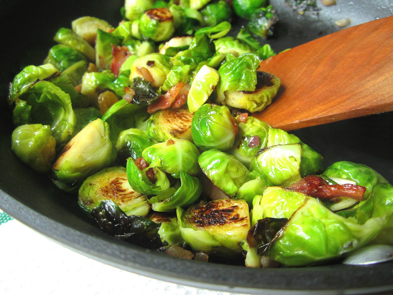 Turkey Sides Pan Fried Brussels Sprouts w/ Bacon & Raisins