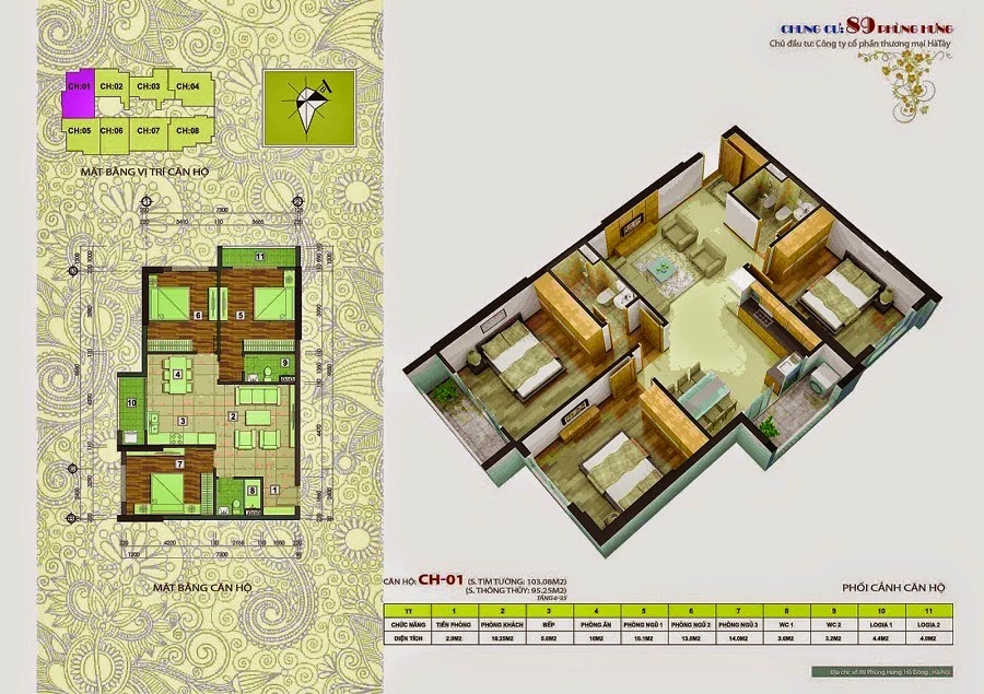 Căn hộ CH 01 95,25m2