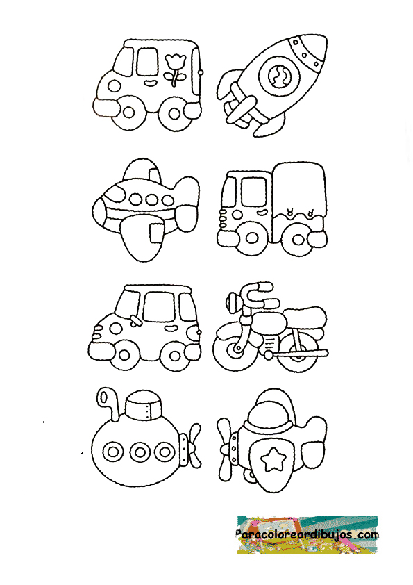 lamina medios transporte para colorear :Colorear dibujos