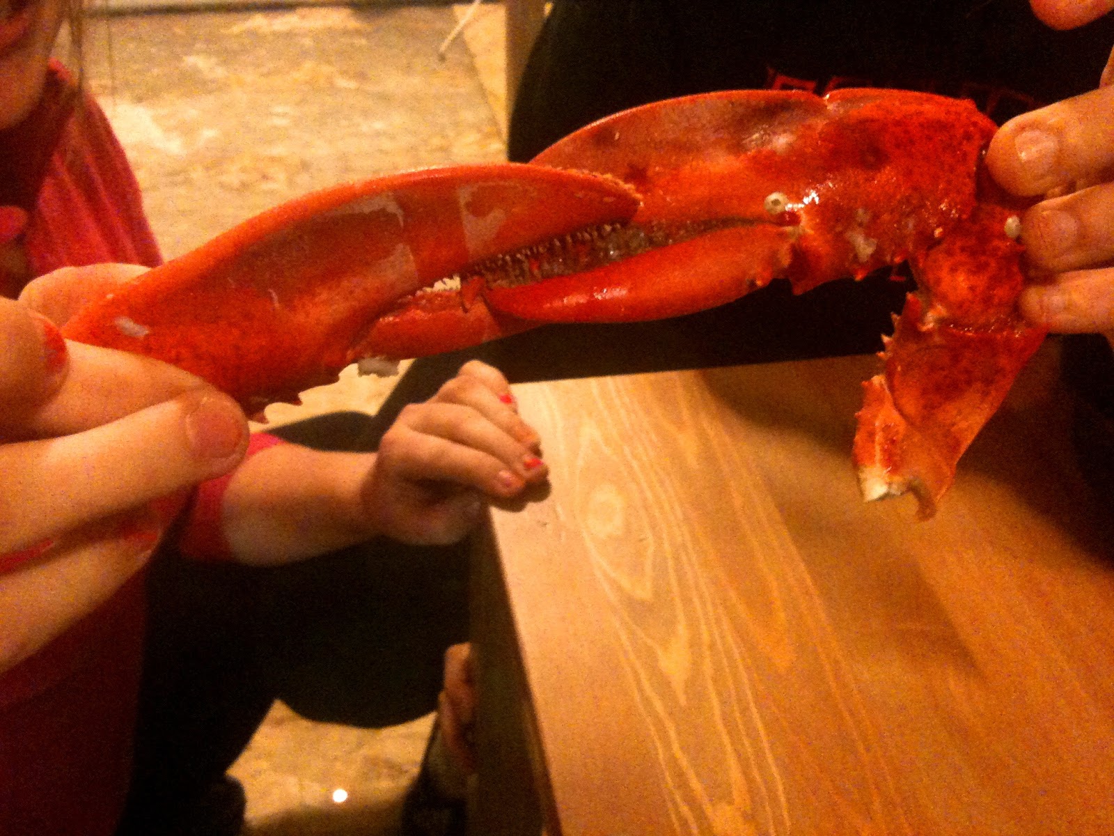 lobsters holding claws. though they were much more dead and dismembered
