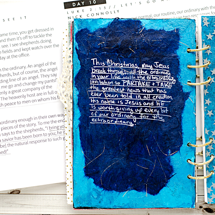Advent Mixed Media Art Worship Journal | Day 10 using Naptime Diaries Advent Devotional and Calendar cards