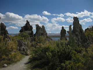 Trail through tufa formations leading to shoreline of Mono Lake, California