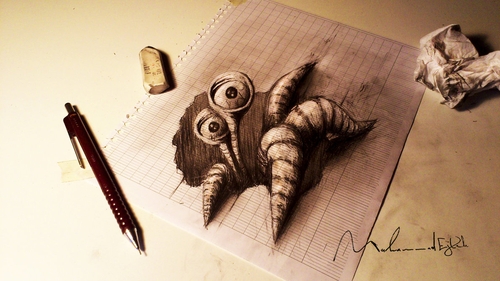 08-Paper-Monster-Muhammad-Ejleh-2D-Like-3D-Drawings