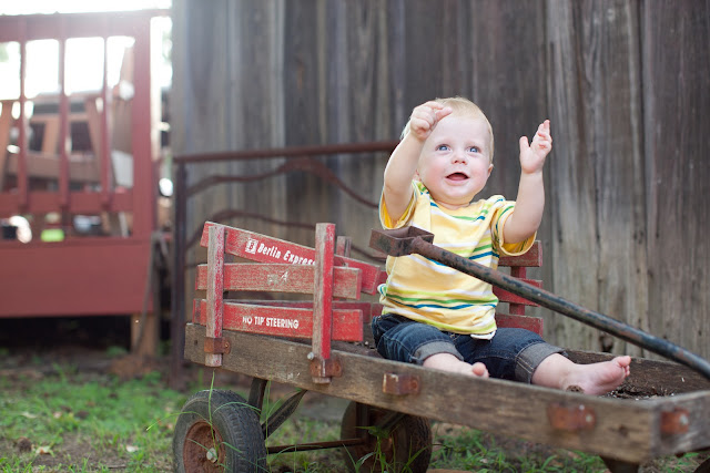 one year old antique radio flyer wagon