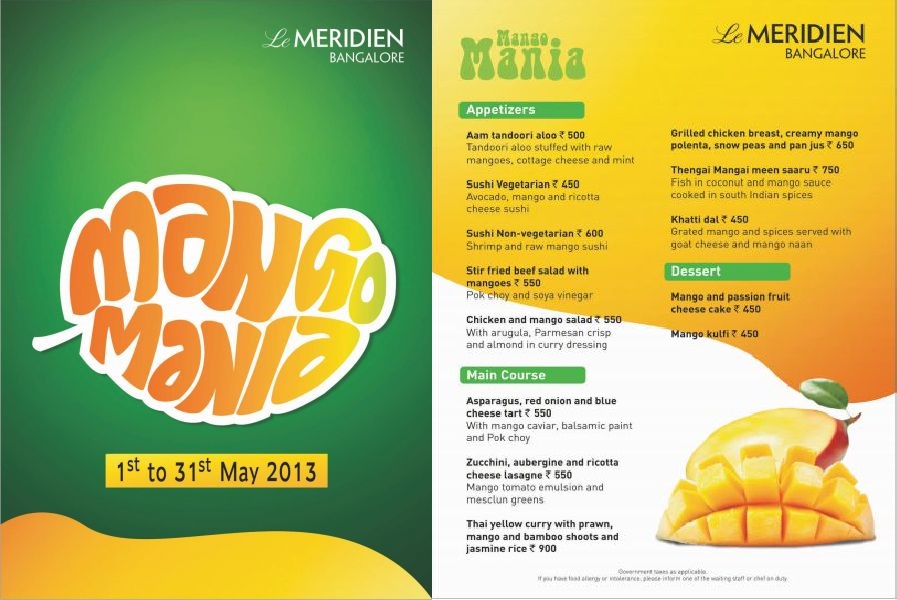 Mango Special Summer Menus in Bangalore Mango Fever