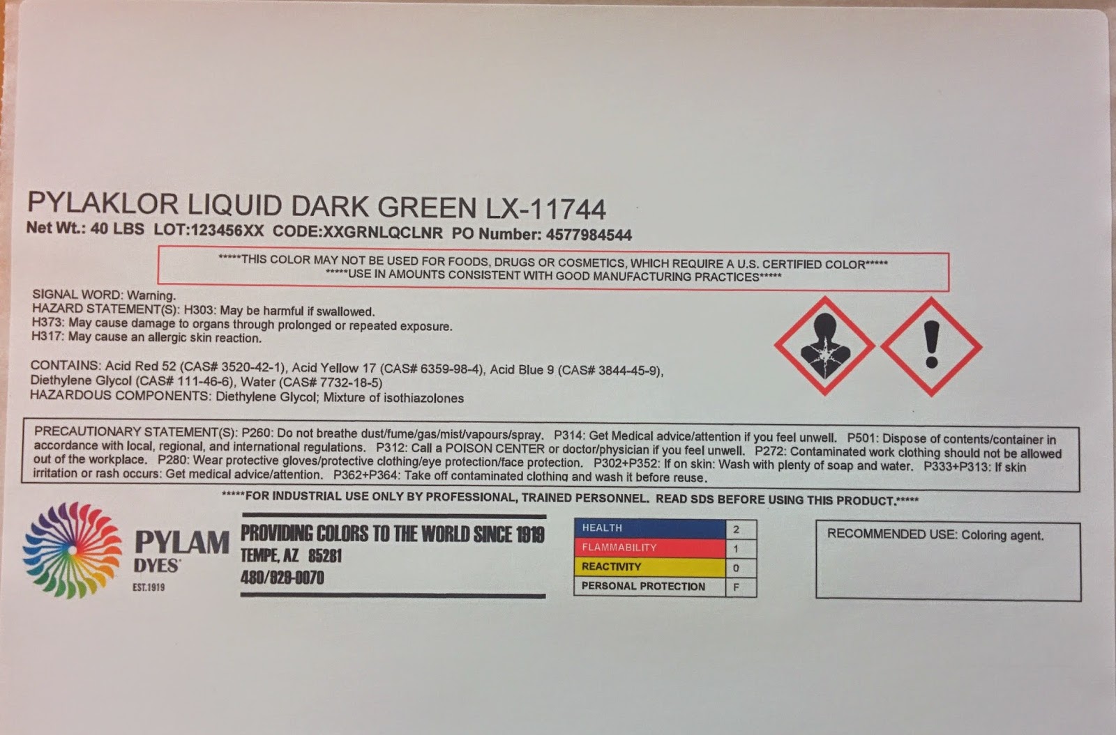 Color Labels On Demand "Dyeing" For GHS