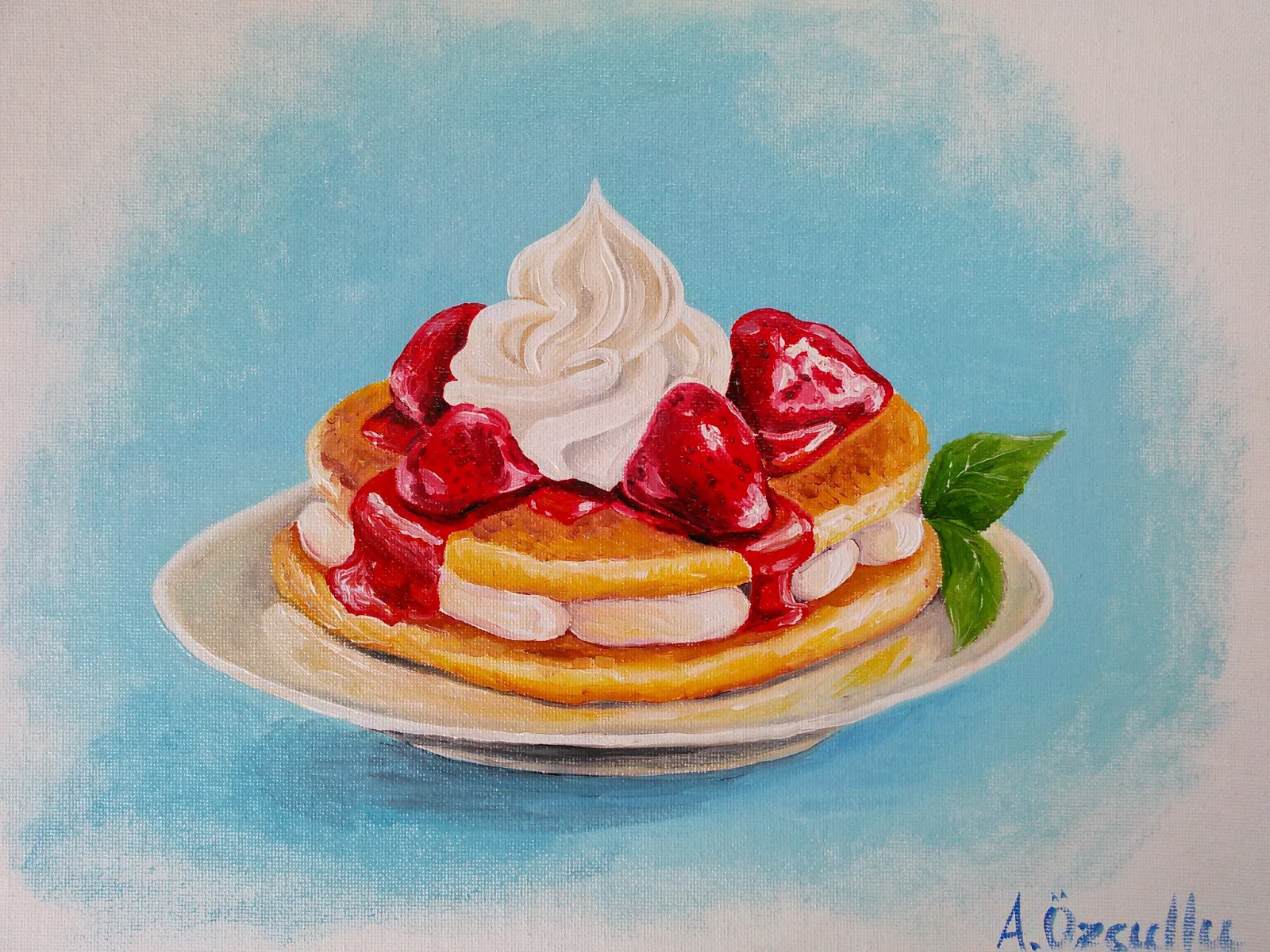 Anna Ozcullu's daily paintings "Pancakes" daily painting for this