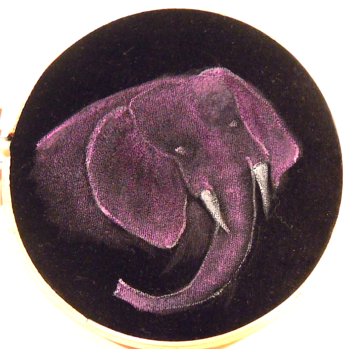 An Elephant a Day: Elephant No. 343: Miniature Velvet Painting