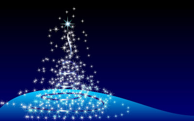 Lovely 3D Animation Christmas Tree in Blue Background