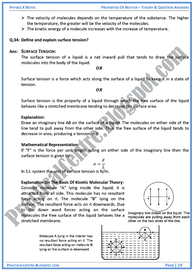 Properties Of Mater - Theory & Question Answers - Physics X