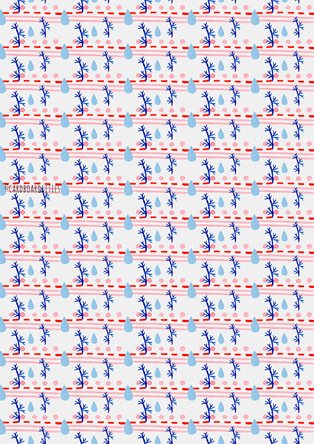 coral and water drop pattern by laura redburn water and coral pattern made from watercolour painting