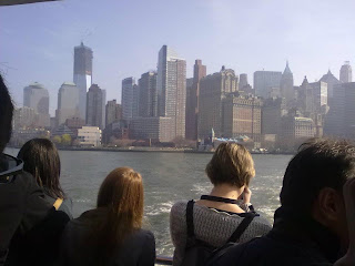 Riding the ferry and looking at NYC.