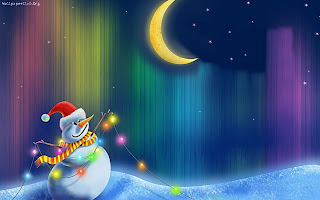 Snowman with Moon wallpaper