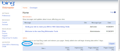 Daftar Blog/Website ke Bing Webmaster Tools
