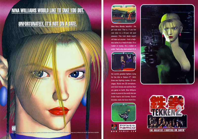1996 Tekken 2 ad campaign starring Nina Williams | blonde bomb - Tekken