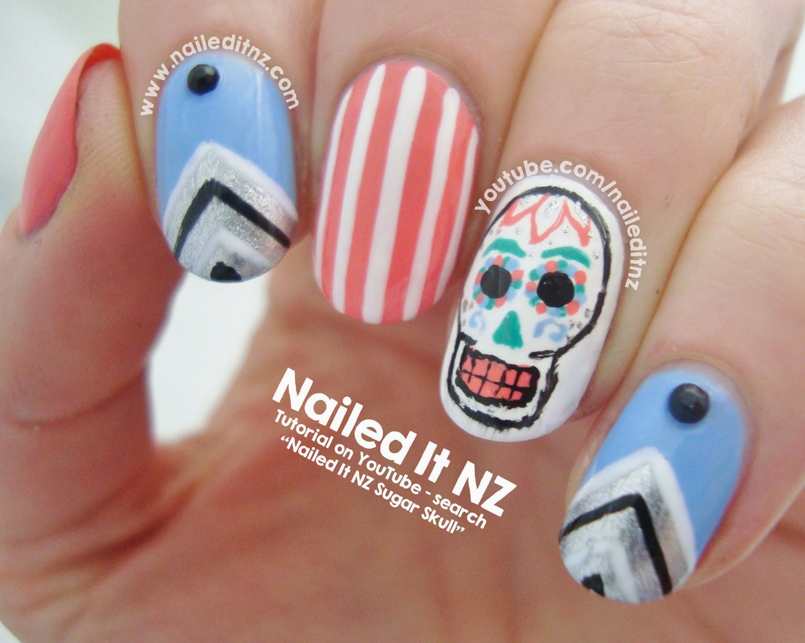 1. "Candy Skull Nail Art Tutorial" - wide 3