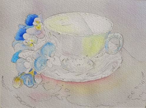 Blue Orchid Tea Painting In Progress
