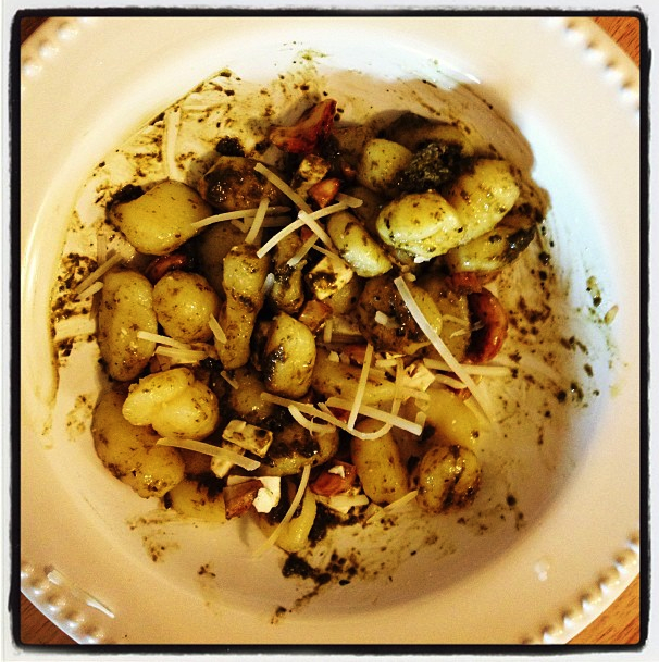 Little Cook in the Big City Pesto Gnocchi with Roasted Garlic and Feta