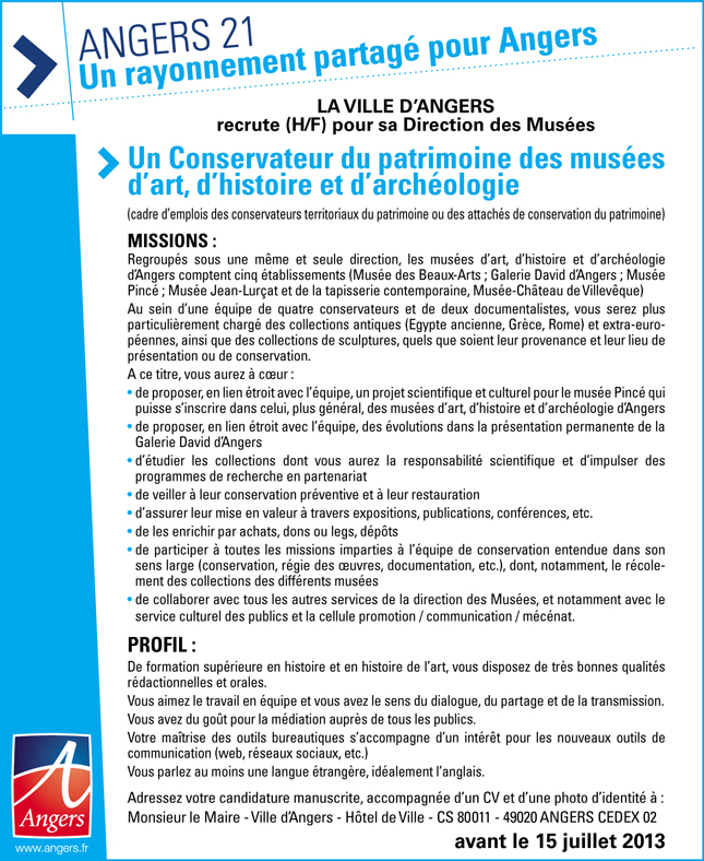 Offre d emploi conservateur du patrimoine