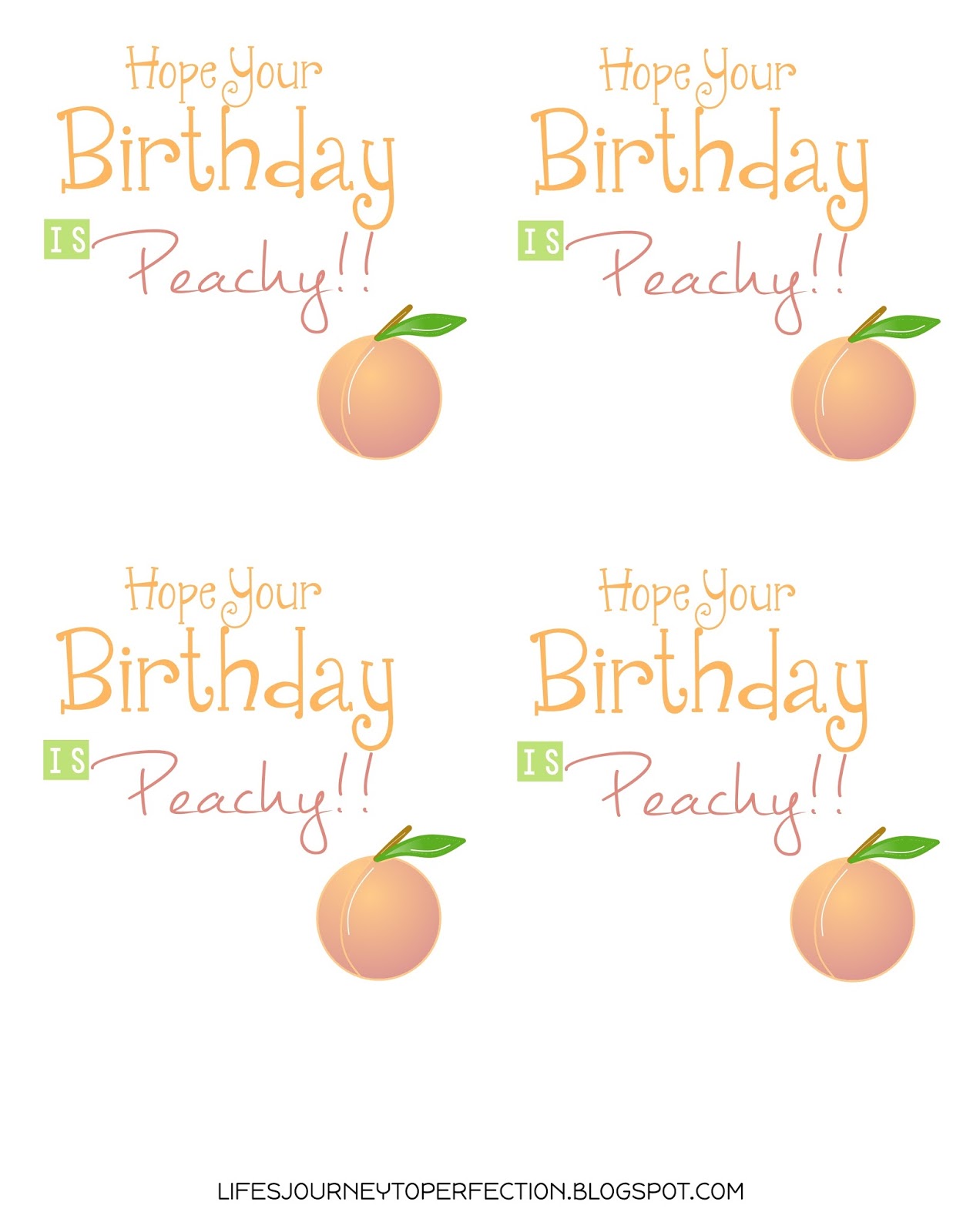 Life's Journey To Perfection "Hope Your Birthday is Peachy" Birthday