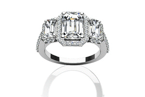 Sparkling Three (3) Stones Emerald Cut Engagement Ring