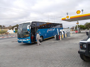 Wednesday(14-9-2016) :- Our bus at a  petrol pump  stop in Western Cape regio