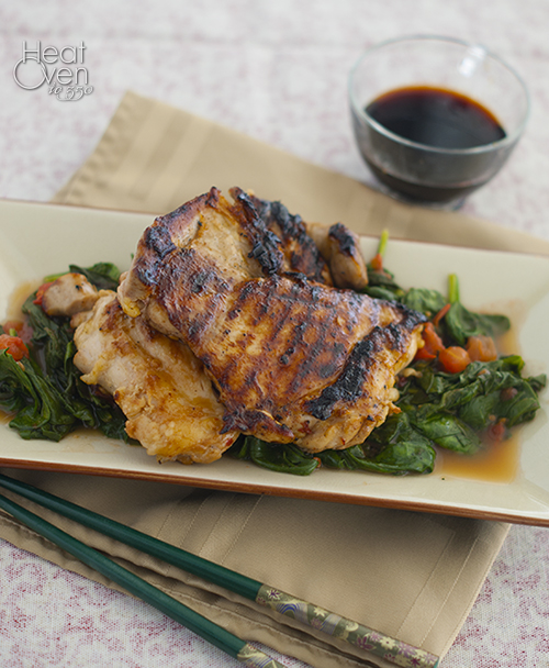 Grilled Sweet and Sour Chicken with Spinach