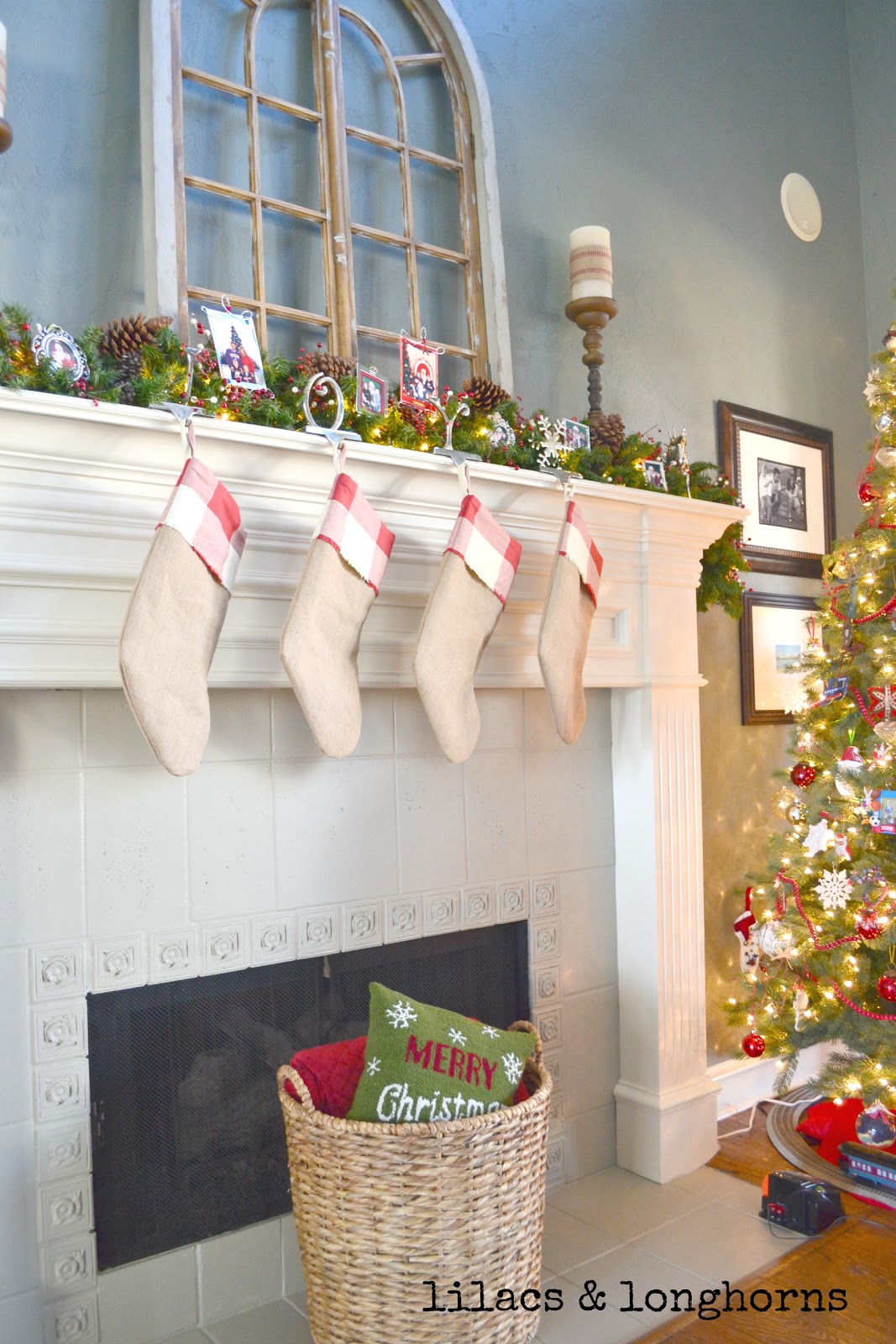 My Christmas Mantel And New Hand Made Stockings Lilacs And