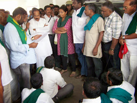 Union Minister for Environment and Forests listening to the concerns voiced by farmers against GM crops