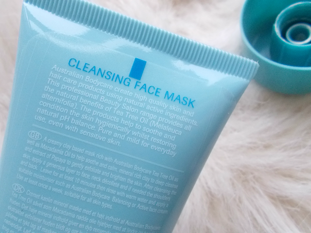 australian bodycare cleansing mask review tea tree oil macadamia oil papaya extract suitable for all skin types skincare routine