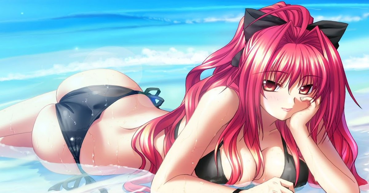 Anime Honeys Red Head Beach Girl Wallpaper