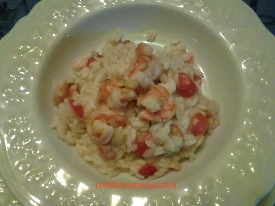 risotto con ciliegie e mazzancolle
