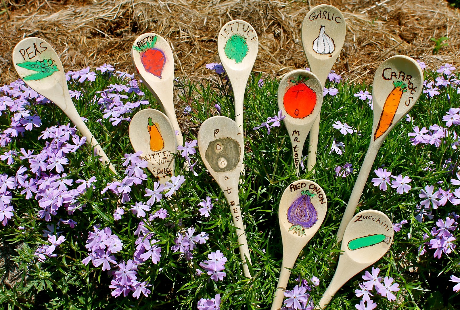 Twig and Toadstool Wooden Spoon Garden Stakes