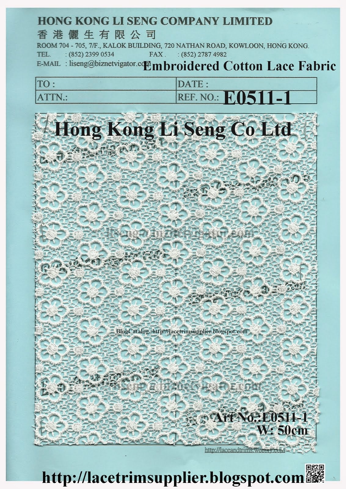 2014 - New Lace Pattern Shown On - Hong Kong Li Seng Co Ltd