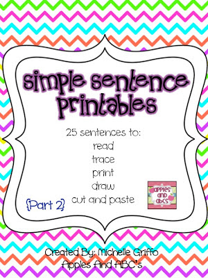 Reading and Printing Simple Sentences: Pack 2 and 3 - Apples and ABC's