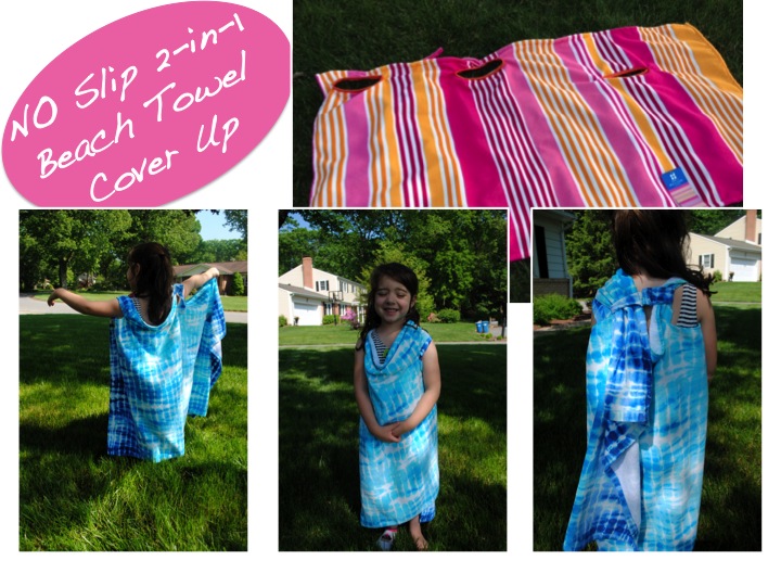 New Mama's Corner 2in1 Girls NO SLIP Beach Towel/Bathing Suit Cover up
