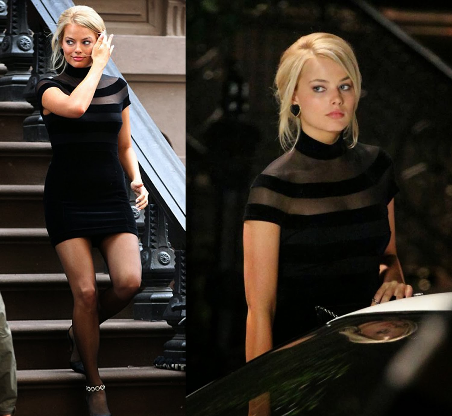 margot robbie wolf of wall street blue dress