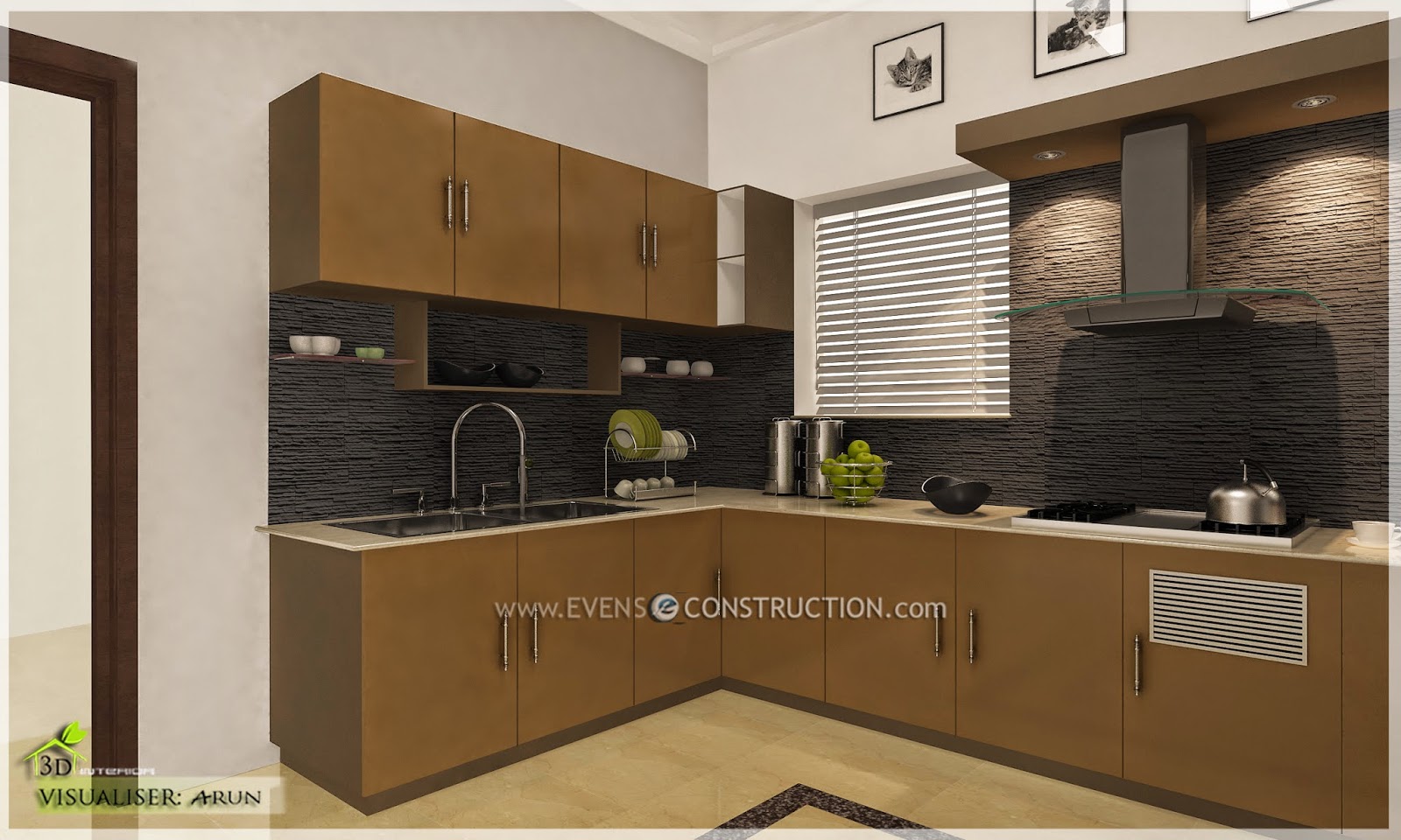 Evens Construction Pvt Ltd Modern kerala kitchen interior design