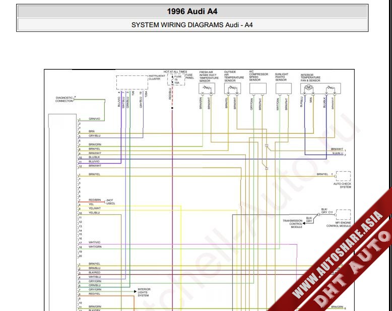 Free Automotive Manuals  Audi A4 1996 Wiring Diagram