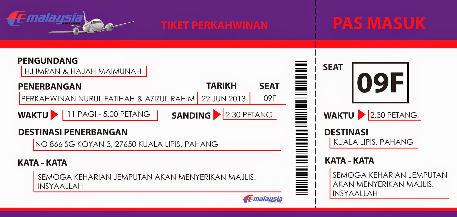 Tempahan Pakej Kad Kahwin Murah Kad Kahwin Tiket Flight