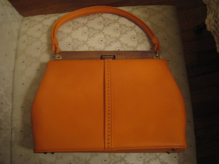 Vintage Orange Kelly Style Handbag