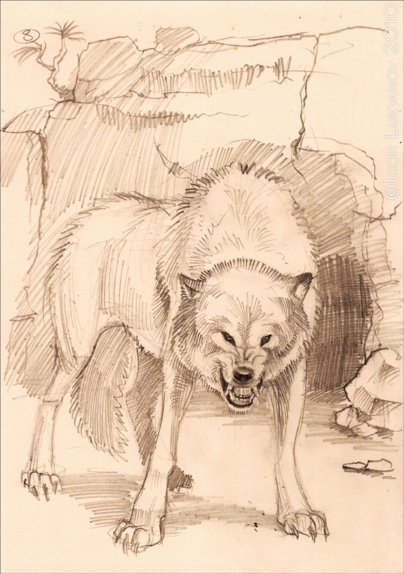 Snarling Cartoon Wolf
